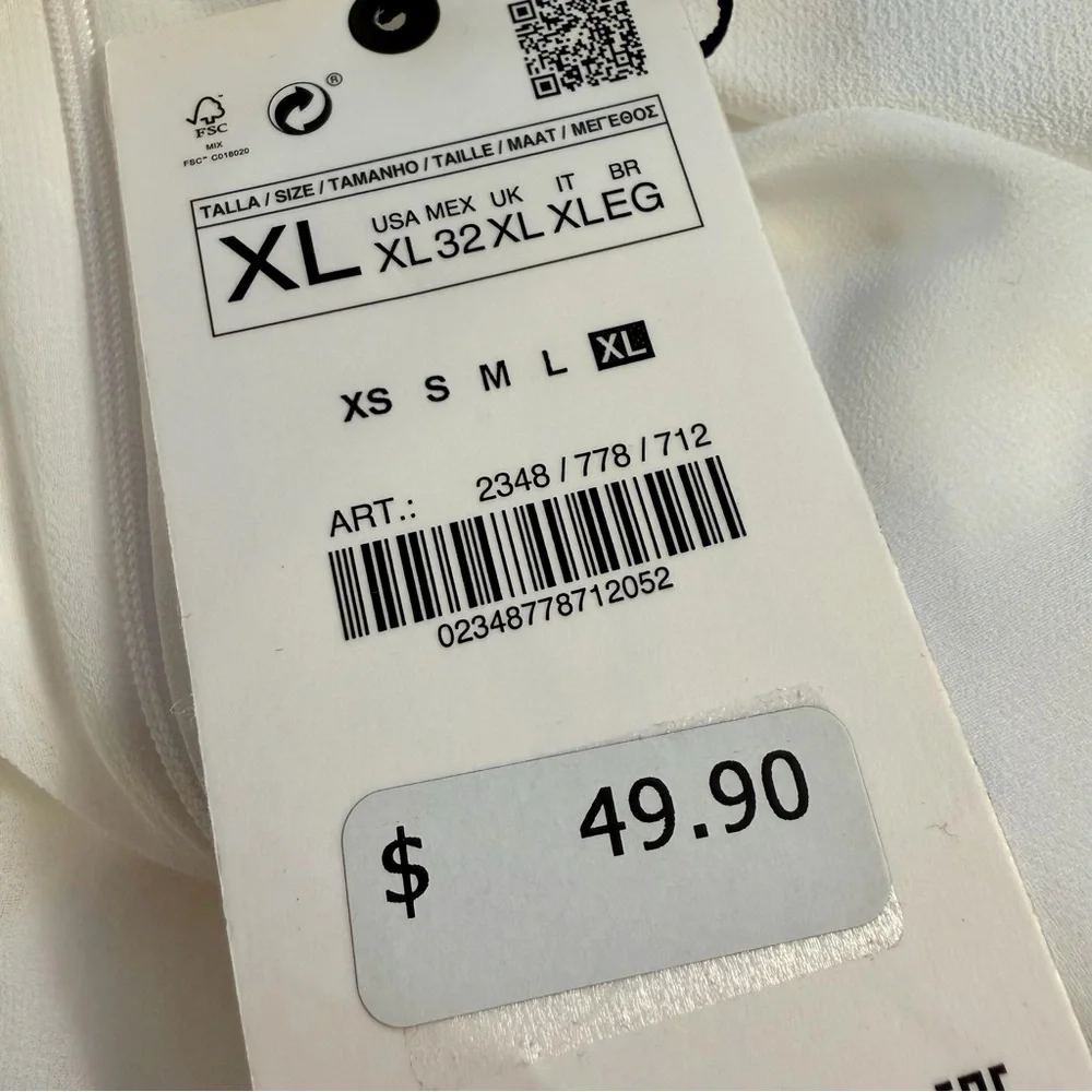 NWT Zara Pleated Shoulder Draped Cowl Neck Sleeveless Blouse in White Size XL - Picture 10 of 16